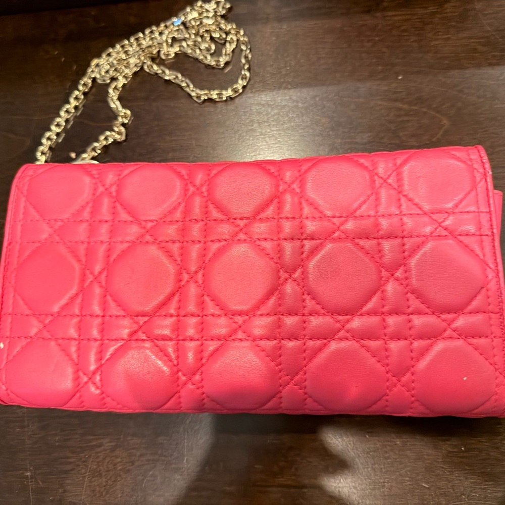Dior Pink Quilted lady Dior rendezvous wallet on chain with coa - Picture 2 of 15